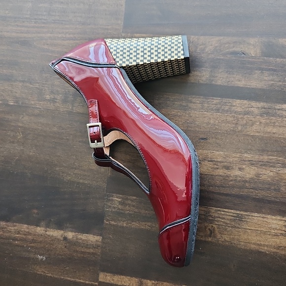 NWOB Mod Shoe The Dusty In Red Wine/Burgundy Patent Leather –Retro T-Bar 6.5 - Picture 5 of 11